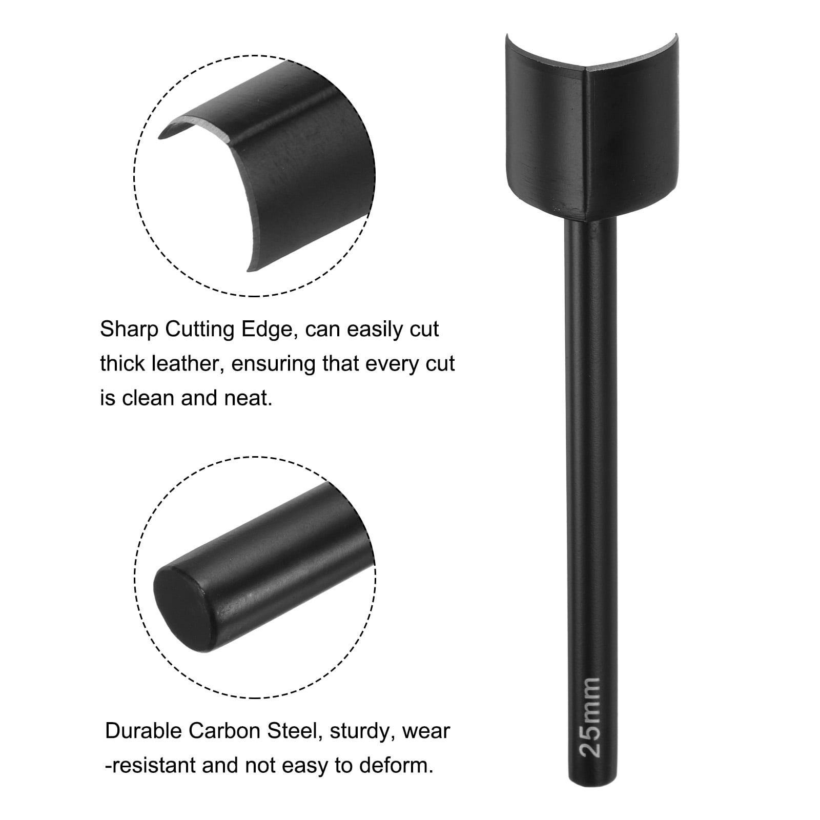 Uxcell 2pcs V-Shaped Leather Cutter Punch 25mm Carbon Steel Strap Punch Tool for Crafting Strap Belt Wallet