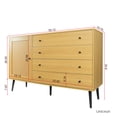 thumbnail image 3 of Resenkos Mid-Century Modern Wood Kitchen Buffet Sideboard, Entryway Serving Storage Cabinet, Oak, 3 of 10