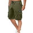 thumbnail image 6 of Lovskoo Cargo Shorts for Men Solid Color Drawstring Elastic Waist Pocket Hoodie Overalls Sport Shorts Quarter Pants Olive Green, 6 of 8