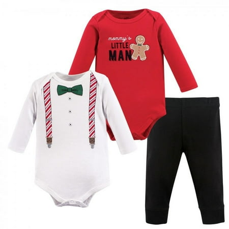 UPC: 0660168725384 | Little Treasure Baby Boy Cotton Bodysuit and Pant Set  Christmas Suspenders  0-3 Months