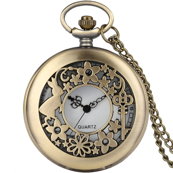 ZOLOHONI Vintage Pocket Watch with Chain for Men Women Gifts, Easy Read Arabic Numerals Scale Quartz Necklace Watches