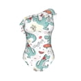 thumbnail image 4 of Yiaed Music Lover Dinosaur Print Women One Piece Swimsuits Tummy Control One Shoulder Bathing Suits Pattern Ruffle Swimwear-XX-Large, 4 of 8