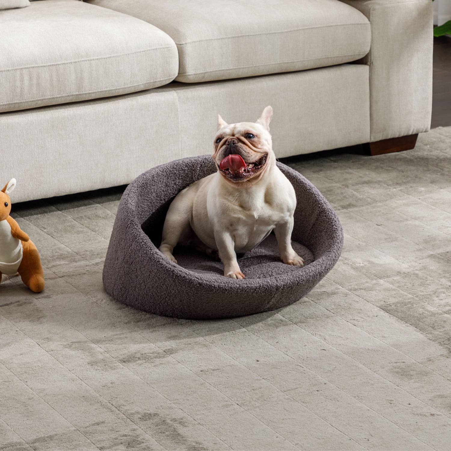 Pefilos 21" Dog Sofa Bed with E1 Solid Wood Frame and Memory Foam, Pet Cat Bed with Cashmere Cover for Indoor, Gray Pefilos 21" Dog Sofa Bed with E1 Solid Wood Frame and Memory Foam, Pet Cat Bed with Cashmere Cover for Indoor, Gray