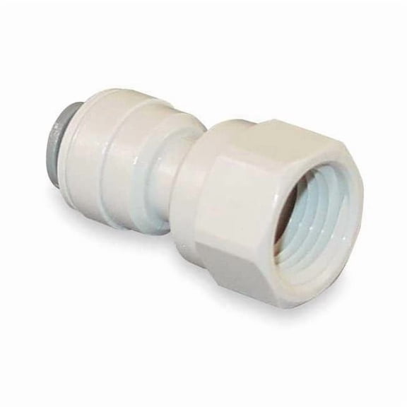 Push-Fit Adapter Fitting, 3/8 in Tube Size, Acetal, Gray, 10 PK