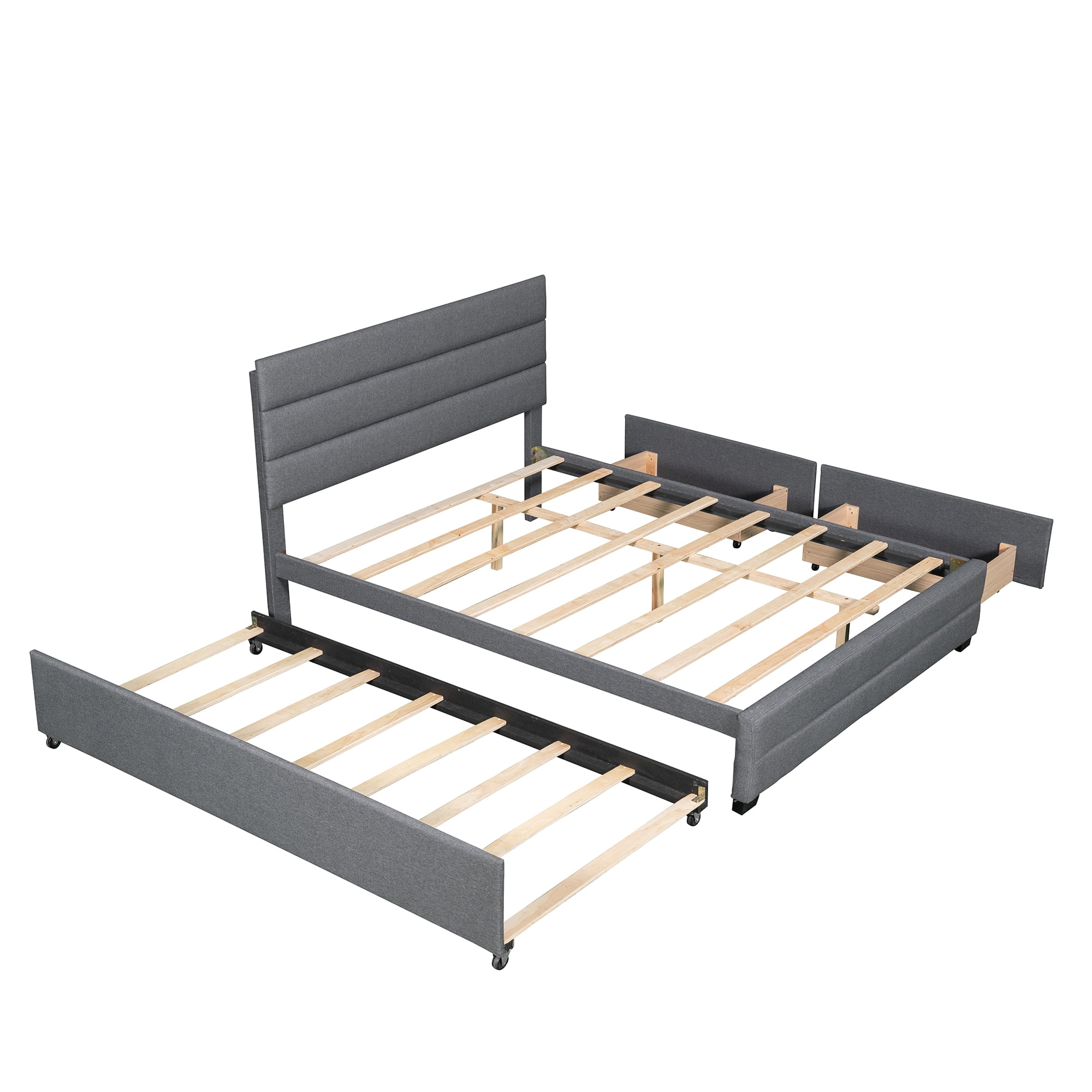 Paproos Upholstered Platform Bed with Storage, Queen Size Upholstered ...