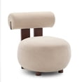 thumbnail image 3 of Christopher Knight Home Velvet Upholstered Accent Chair with Solid Wood Frame, Light Brown + Walnut, 3 of 10