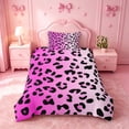 thumbnail image 2 of meiyoeat Pink Cheetah Print Twin Duvet Cover,Girly Animal Leopard Pattern Twin Bedding For Girl,Reversible,2 Pieces,1 Duvet Cover and 1 Pillowcase, 2 of 6