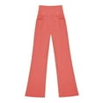 thumbnail image 5 of dazeni Girl's Athletic Leggings Flare Pants with Pockets High V Waisted Yoga Bootcut Pants Youth Full Length Bell Bottoms Legging Watermelon Red, 5 of 8