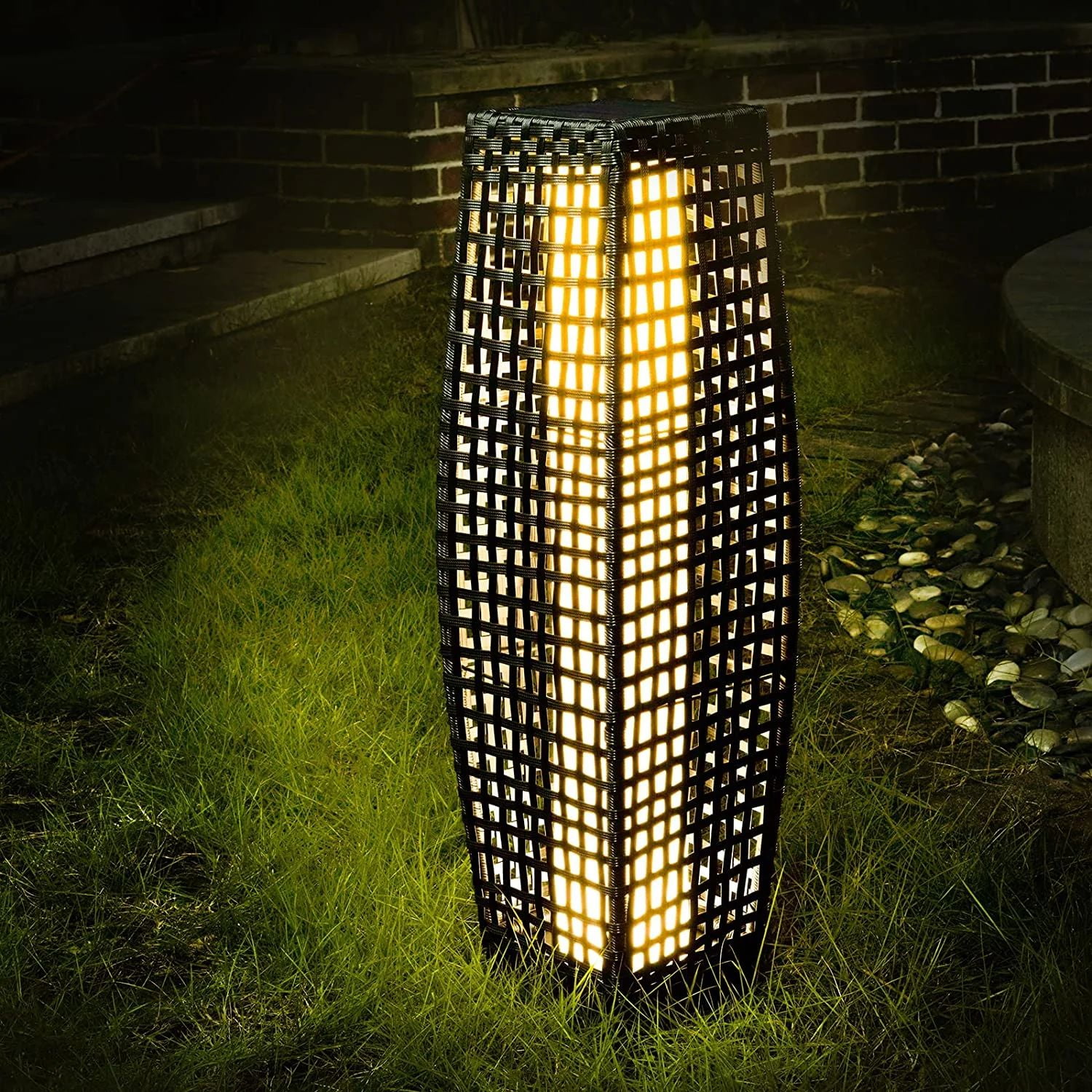 CoSoTower 3.2V Outdoor Waterproof Wicker SolarPowered Floor Lamp