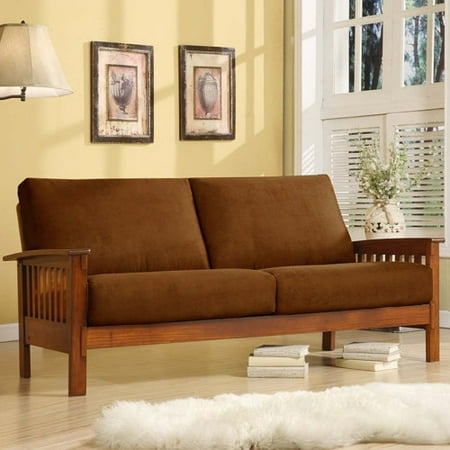 Mission Oak Microfiber Sofa Rust Walmart Com
