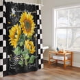 thumbnail image 6 of Shower Curtain for Bathroom Farm Sunflower Leaves Plant Waterproof Bath Curtains Shower Curtains with Hooks,Black and White Checker Bathroom Curtain Privacy Drapes for Bathtubs Toilet 72x72in, 6 of 9