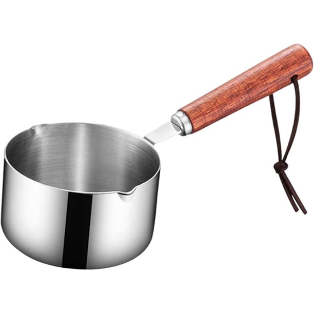 Mini olla para sopa de acero inoxidable 304 con mango de madera, olla para desayuno, cacerola para leche, cacerola pequeña para hacer salsas, recalentar sopa y calentar leche, 250 ml