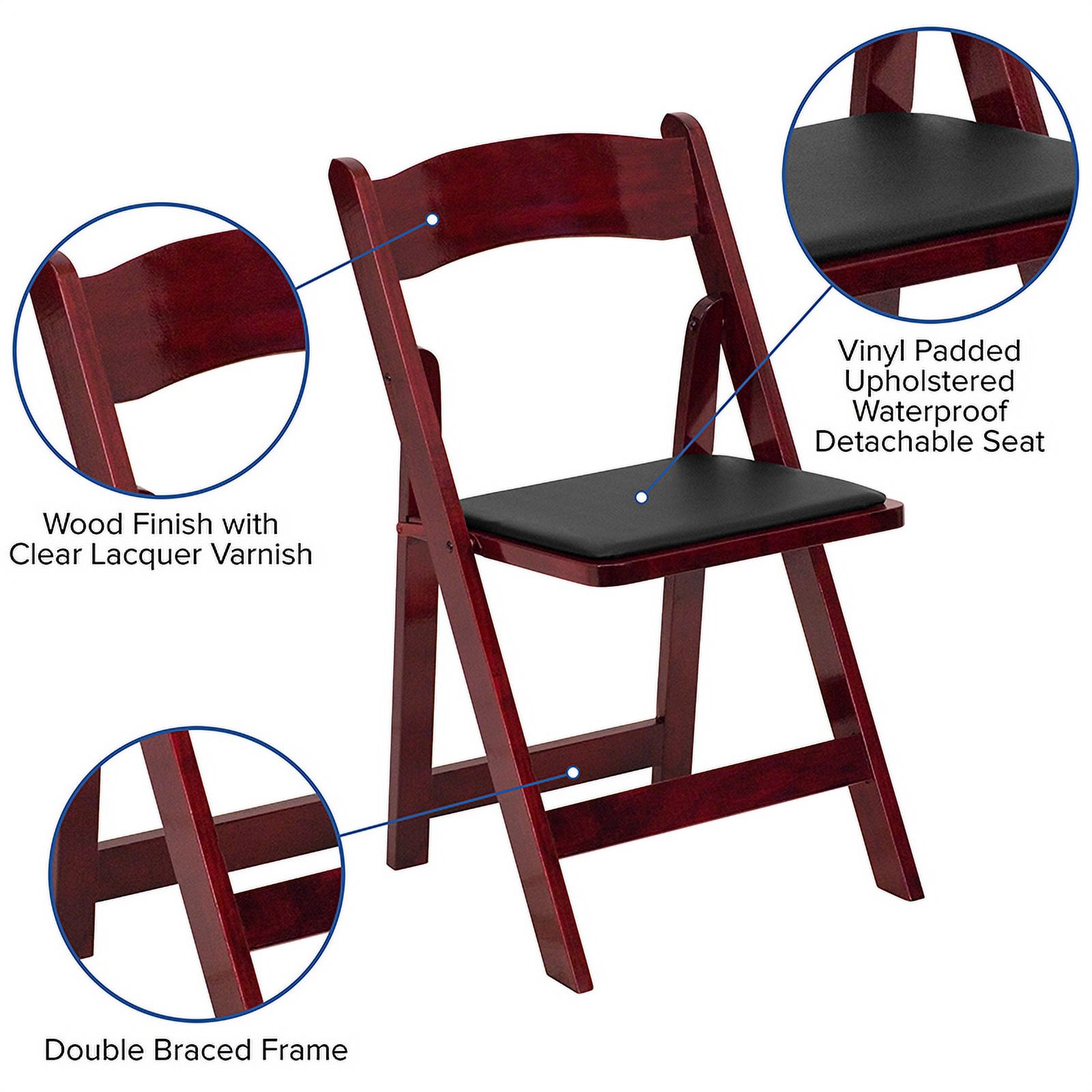 Flash Furniture HERCULES Series Mahogany Wood Folding Chair with Vinyl Padded Seat [XF-2903-MAH-WOOD-GG] - image 5 of 5