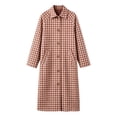 thumbnail image 5 of Women's Plaid Long Trench Jacket Lapel Collar Single Breasted Wool Blend Fall Winter Mid Length Pea Coat with Pockets (XL, Pink), 5 of 7