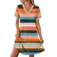 thumbnail image 3 of LIaqionyy Dresses for Womens V Neck Short Sleeve Casual Summer Work Fashion T Shirt Dress Vacation Clothes, 3 of 6