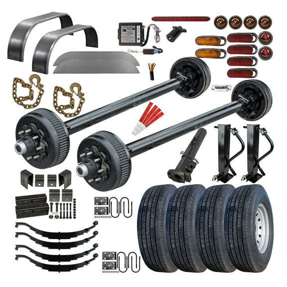 8000 lb TK Tandem Axle Gooseneck Trailer Parts Kit - 16K Capacity Heavy Duty (Complete Original Series) 9/16" Studs, 95" Hubface 78" Spring Center