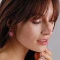thumbnail image 2 of Humble Chic Hot Pink Earrings for Women - Glitter Lever Back Square Earrings, 2 of 10