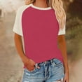 thumbnail image 2 of SROBPTY Womens Tops Plus Size, Summer Shirts for Women, Women's Contrasting Printed Short Sleeve Round Neck Pullover Fashion Top Wine S, 2 of 5