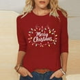 thumbnail image 2 of T-shirt de Noël à la Mode pour Femmes, Coupe Ample, Manches 3/4, Col Rond, Imprimé Élégant, 2 of 5