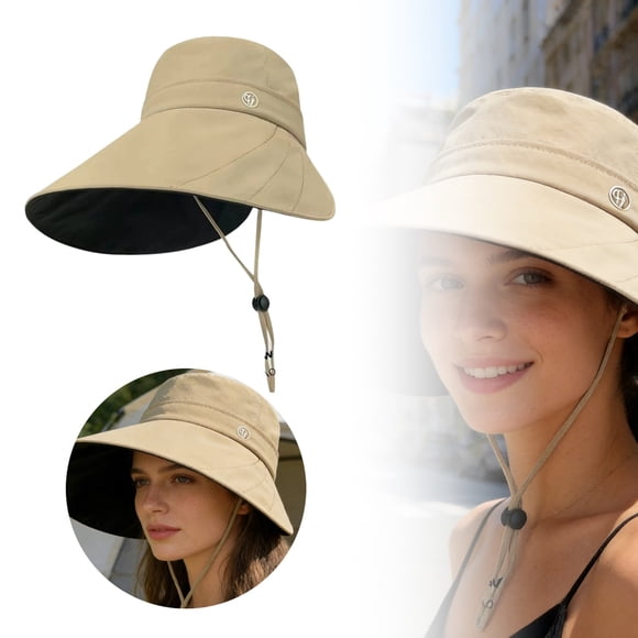 Klonfd UPF 50+ Sun Wide Brim Hat Outdoor Summer Beach Travel Packable Visor For Gardening Hiking