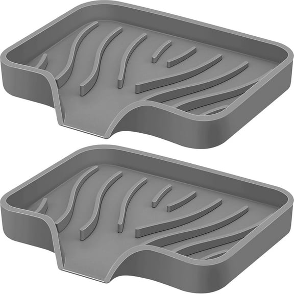 2 Pack Silicone Soap Dish with Drain, Bar Soap Holder for Shower/Bathroom, Self Draining Waterfall Soap Tray/Saver for Kitchen, Keep Soap Dry, Easy to Clean