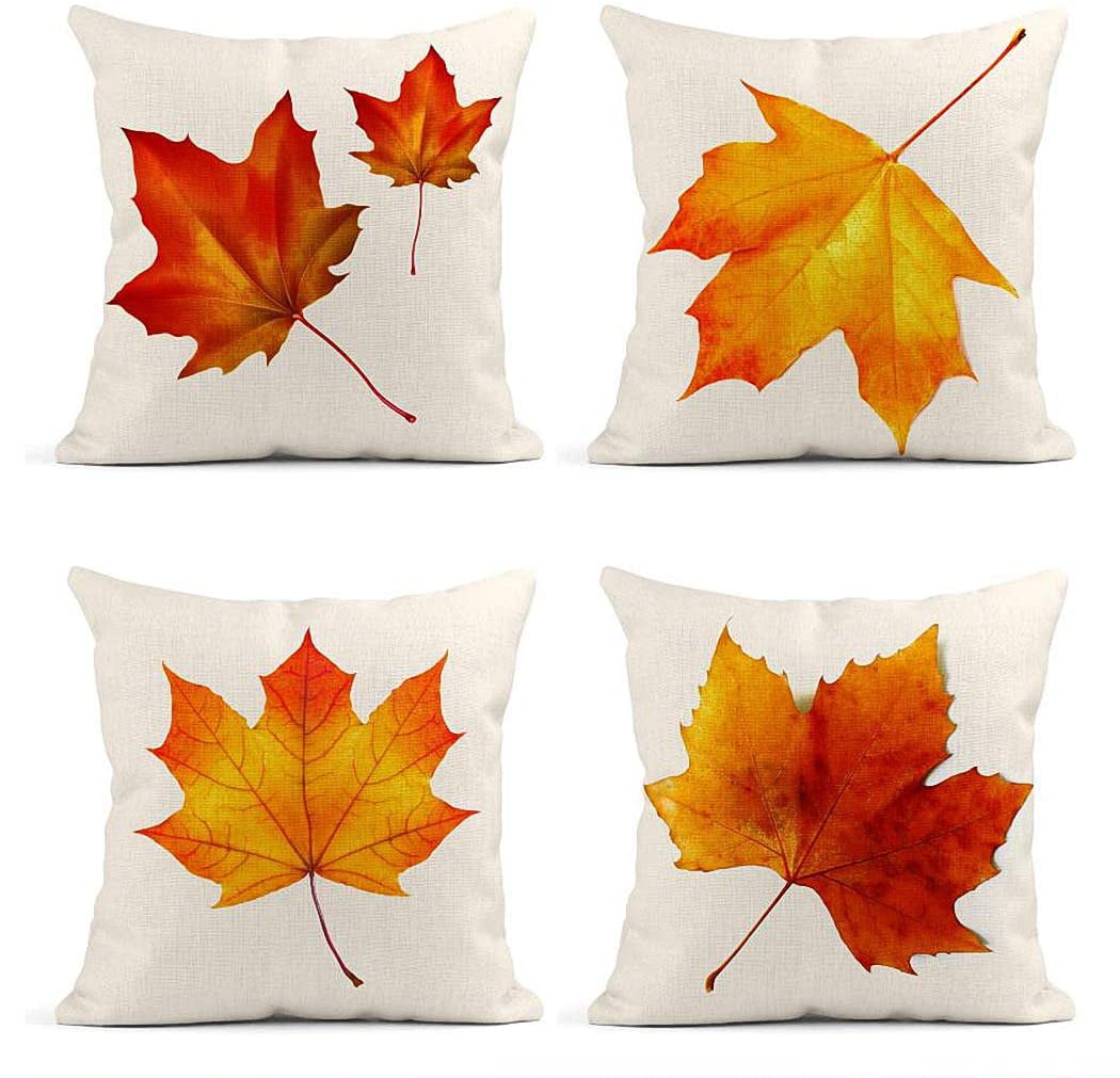 Gold Leaves Luxury Soft Cushion Cover Pillow Case Maple Leaf Sofa Home Decor 17/"