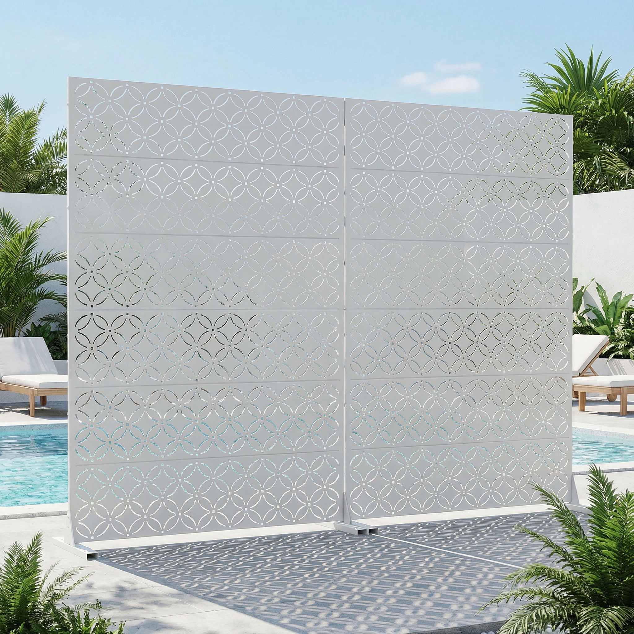 MAYEERTY 72*47in Outdoor Privacy Screen, Powder Coated Metal Privacy Fence, Sun Protection Privacy Panel for Patio, Balcony, Backyard, Garden
