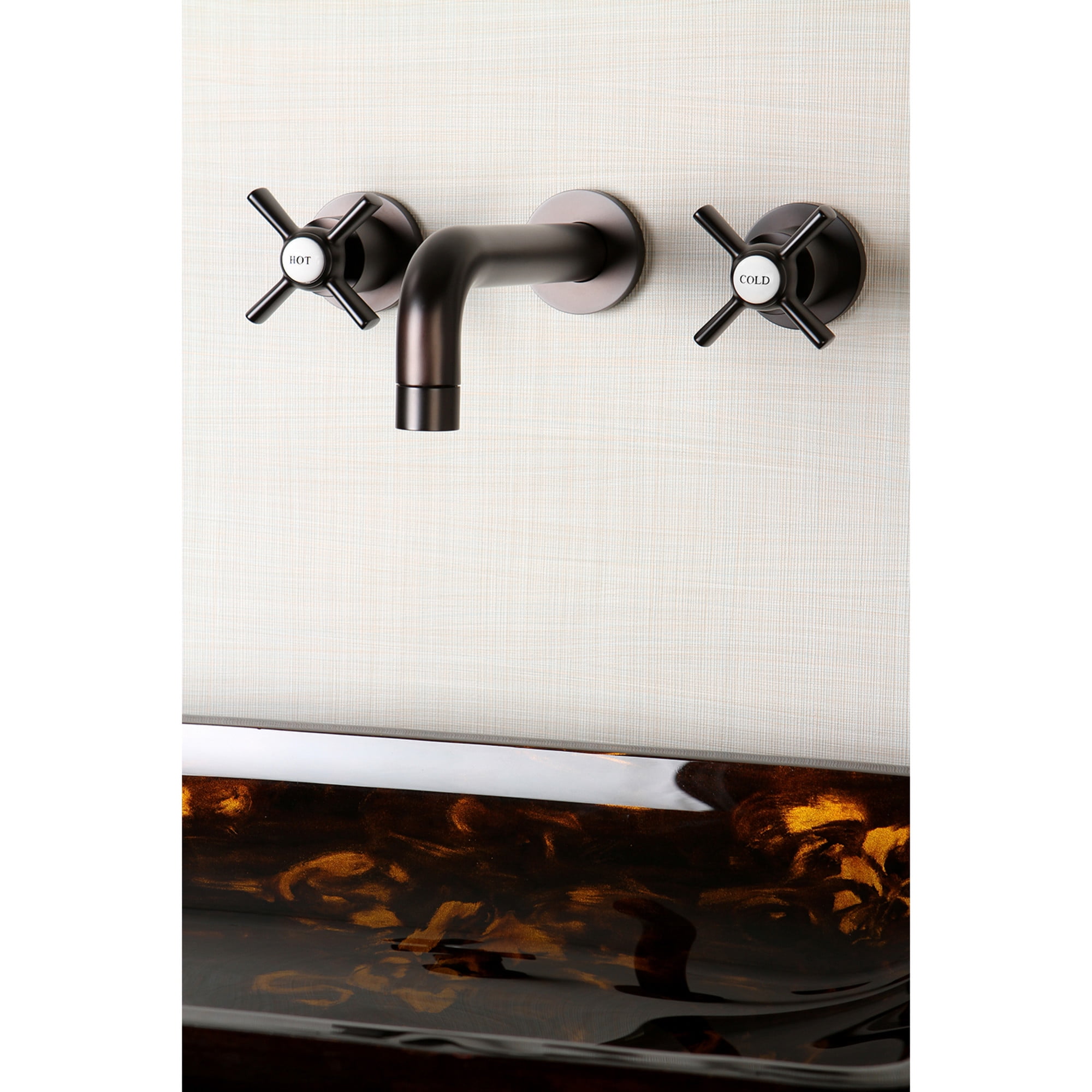 Kingston Brass KS8125ZX Millennium Double-Handle 3-Hole Wall Mount Bathroom Faucet in Oil Rubbed Bronze