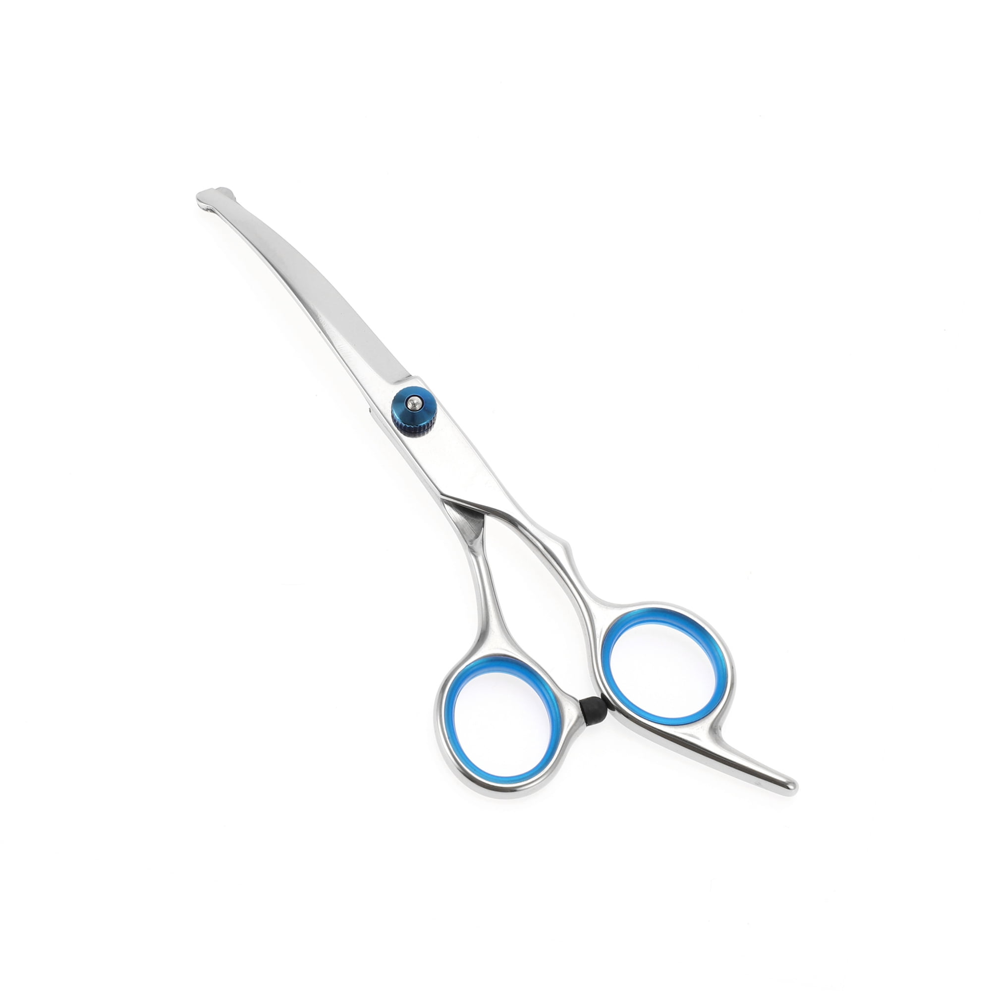 Unique Bargains 1 Pc Round Tip Pet Scissors for Pets Shop 5.5 Inches Silver Tone Blue