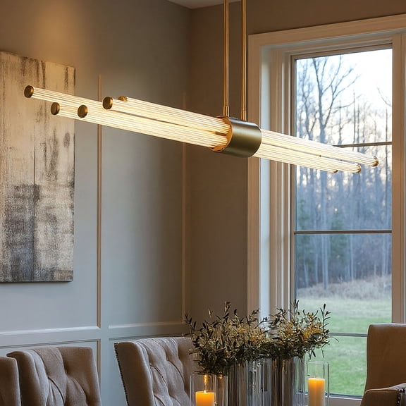 Luxury Luxe Industrial Chandelier, Brushed Gold, UQL6350