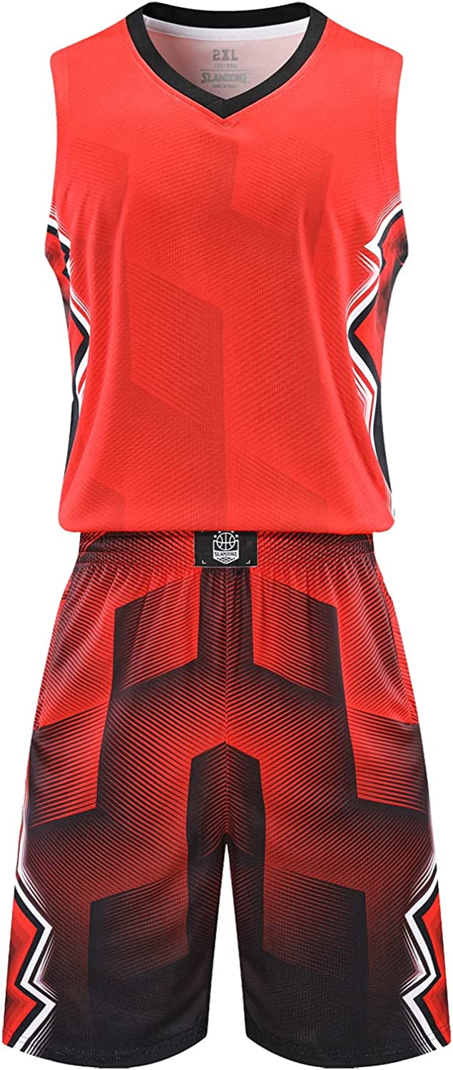 Topeter Men\‘s Basketball Jersey and Shorts Team Uniform with Pockets