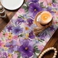 thumbnail image 3 of Farmhouse Flowers Table Runner 70 Inches, Spring Watercolor Purple Pink Floral Beige Bed Runner Dresser Scarves Tabletop for Indoor Outdoor Parties/Ceremony/Banquet, 13" x 70", 3 of 8