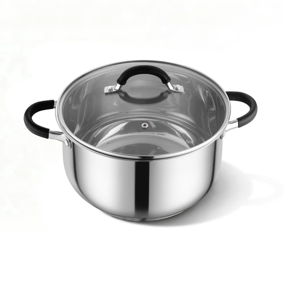 Coliware Stainless Steel 8-Quart Stock Pot with Glass Lid, Food-Grade Induction Soup Pot with Tri-Ply Bottom & Dual Heatproof Handles, Cookware Compatible with All Stoves for Pasta, Dishwasher Safe