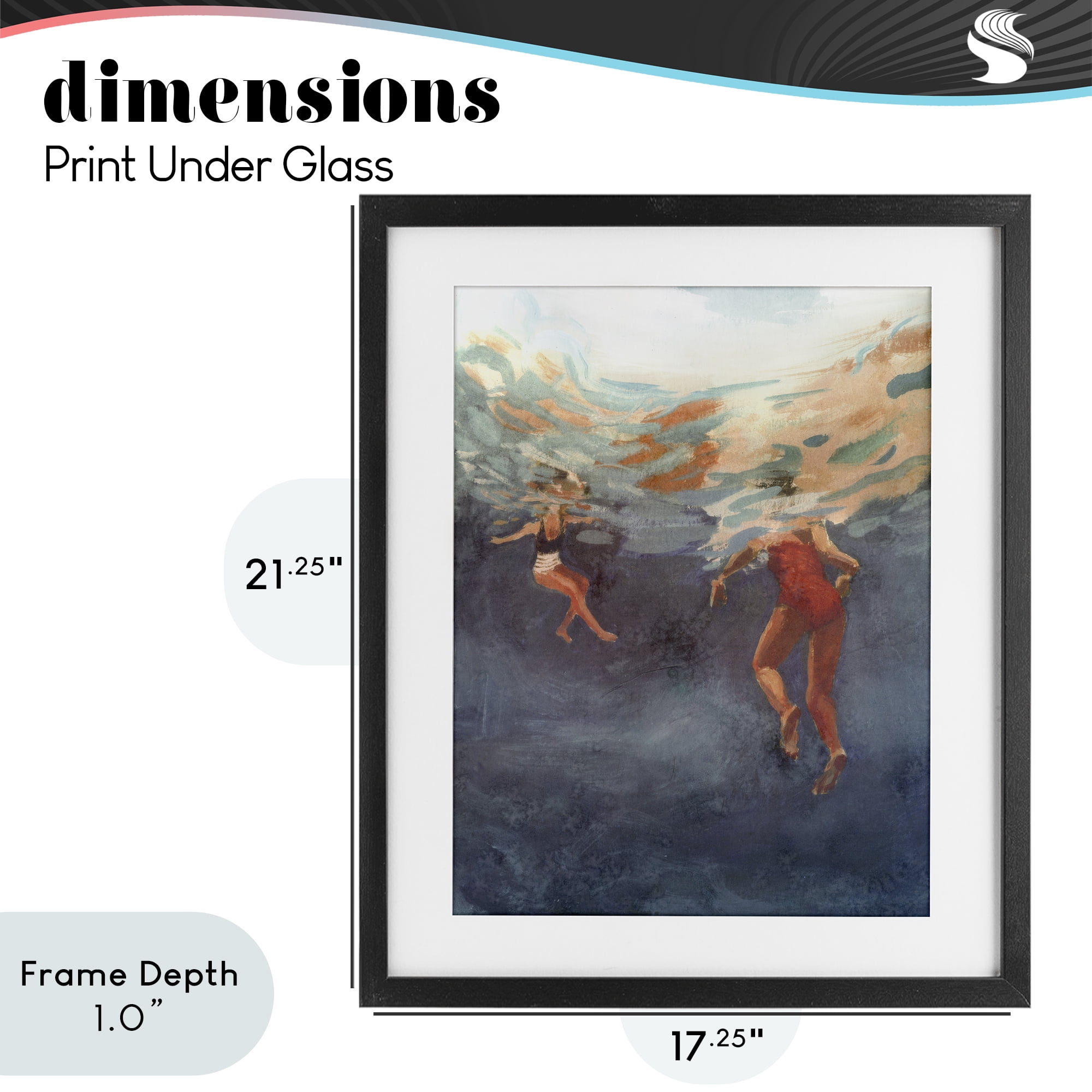 Stupell Industries Summer's Dance Swimmers Black Framed Print Under Glass, design by Victoria Barnes