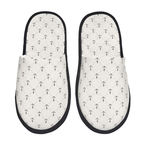 Balery Anchors Pantuflas de Casa de Felpa Silenciosas con Diseño Estampado, Zapatillas Cómodas Antideslizantes de Algodón para Interior-Large