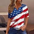 thumbnail image 7 of VKOYWKM 4th of July Shirts for Women Independence Day American Flag Graphic Tees Button V Neck Henley Shirts Patriotic Red White and Blue Tshirts Tops, 7 of 7