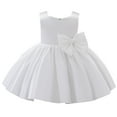 thumbnail image 3 of IBTOM CASTLE Flower Girl Dress Satin Bowknot Tutu Wedding Bridesmaid Christening Pageant Birthday Party Evening Prom Gown 18-24 Months White, 3 of 9