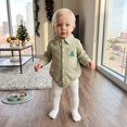 thumbnail image 2 of Mnyotv Christmas Outfits for Infants Embroidered Plaid Long Sleeve Bodysuits Baby Boys Rompers Size 0-3 Months, 2 of 5