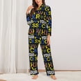 thumbnail image 2 of Honeii Rock Your Socks print Women's Pajama Sets Long Sleeve Button Down Sleepwear Nightwear Soft Pjs Lounge Sets-X-Large, 2 of 7