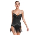 thumbnail image 1 of Jizyo Robe de Danse Latine Salsa pour Femmes Bretelles Spaghetti Robe de Danse Costume de Danse de Salon Noir m, 1 of 7