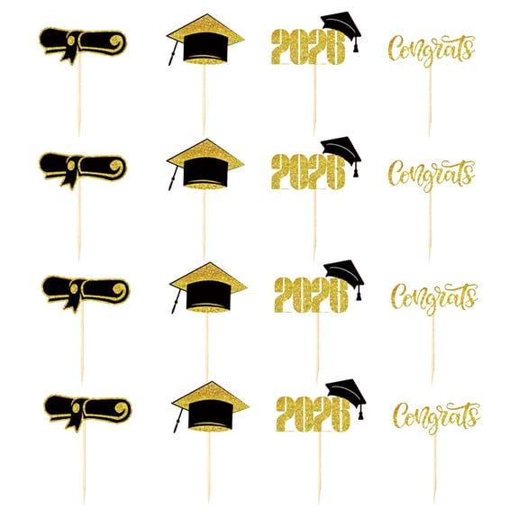 2026 Mini Cake Decorations,2026 Graduation Theme Cupcake Toppers,Prom 2026 Cupcake Toppers,Graduation Cake Picks,Food Appetizer Picks For 2026 Graduation Party Supplies,Graduation Decorations,Gold