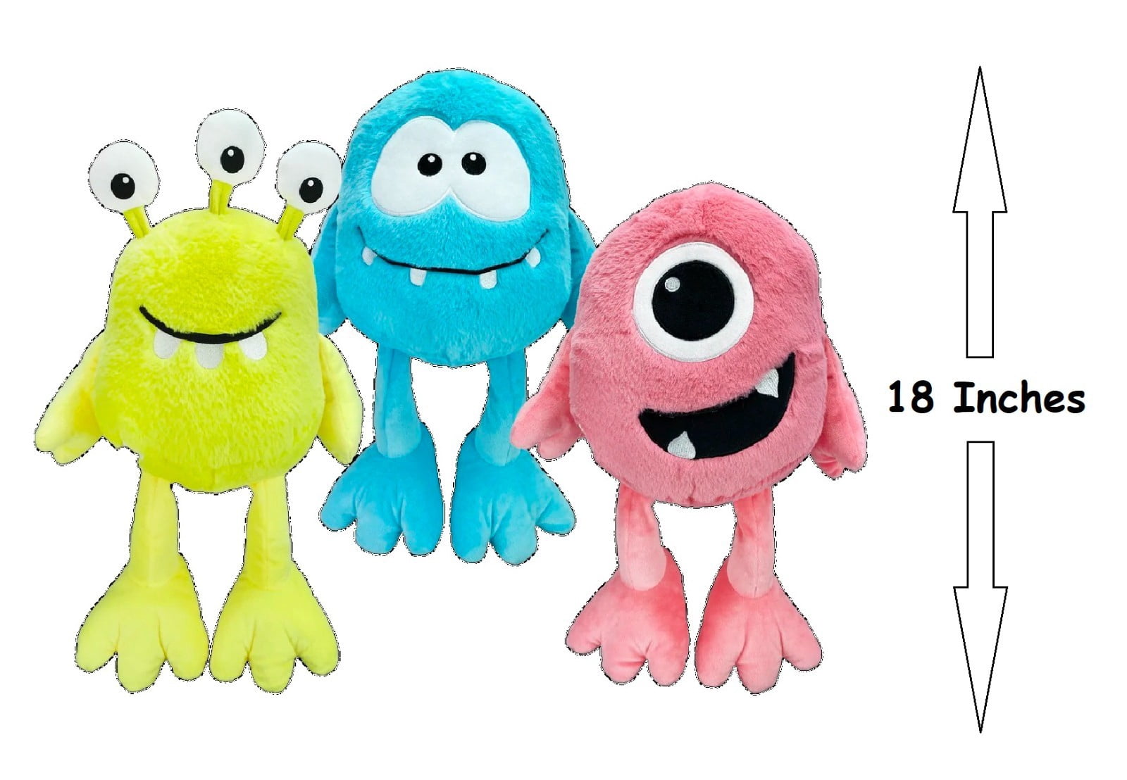 Big Dog Toys 18 Inch Jumbo Cuddle Monsters Soft Plush with Extra Large Squeaker (Orange Two Eyes)