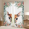 thumbnail image 2 of Feelyou Cute Deer Moose Blackout Curtains Set of 2 (52x84 Each) for Teen, Jungle Flower Botanical Window Curtains, Kawaii Jungle Animal Curtains and Drapes, Window Curtains Decor, 2 of 6