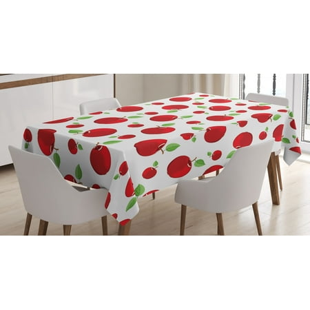 

Apple Tablecloth Vivid Colored Cartoon Style Ripe Red Apples Vitamins Sweet Taste Healthy Food Rectangular Table Cover for Dining Room Kitchen 52 X 70 Inches Red Green White by Ambesonne