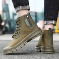 thumbnail image 5 of Puntoco Men's Round Toe Lace Up Work Boots, Side Zipper Chunky Thick Sole Comfort Casual Ankle Boots for Working Outdoor Army Green 9, 5 of 9