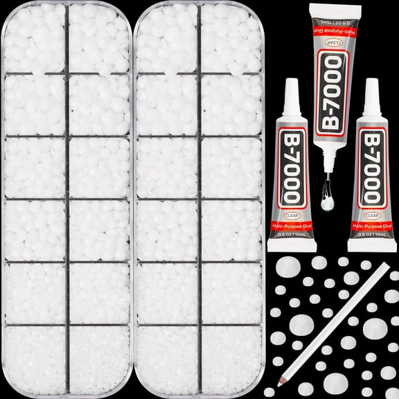 Worthofbest 11000 PcsFlat Back Rhinestones with Rhinestone Adhesive for Decoration Craft DIY Ornament - Solid White