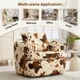 thumbnail image 6 of Harper & Bright Designs Swivel Accent Chair, Small Chenille Barrel Chair with Dual-layer Cushion, Round Armchair Single Sofa Chair for Living Room, Beige+Brown, 6 of 17