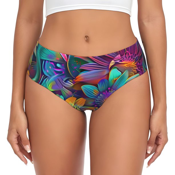 Fotbe Psychedelic Sunflowers Calzones Estampados para Mujer – Ropa Interior de Algodón, Cómoda, Suave y Elástica-XX-Large