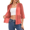 thumbnail image 2 of jjayotai Womens Summer Thin Cardigan 3/4 Sleeve Sheer Shrugs Trendy Open Front Loose Lightweight Cropped Cardigans, 2 of 6