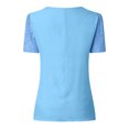 thumbnail image 5 of Ruimatai Plus Size Women's Charm Splicing Lace Short Sleeve Blouse Solid Color Slim V-Neck Tunic Tops Shirt, 5 of 7